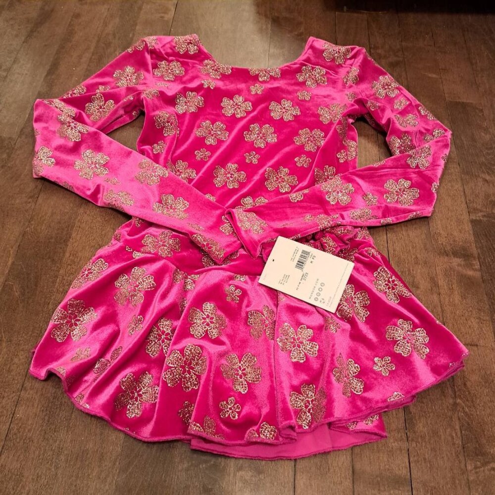 Mondor M adult figure skating competition show dress dark pink sparkly NWT